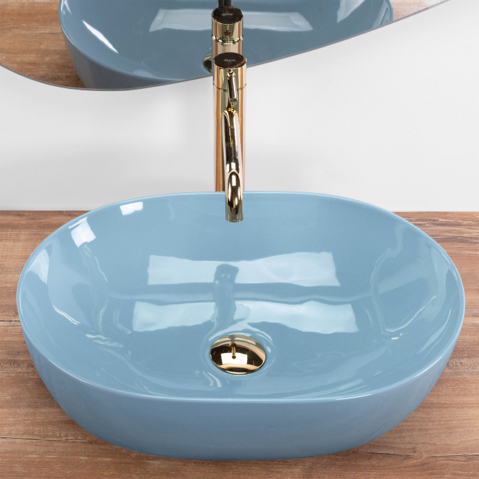 Lavoar pe blat albastru lucios, oval 49 cm, Rea Lisa [2]