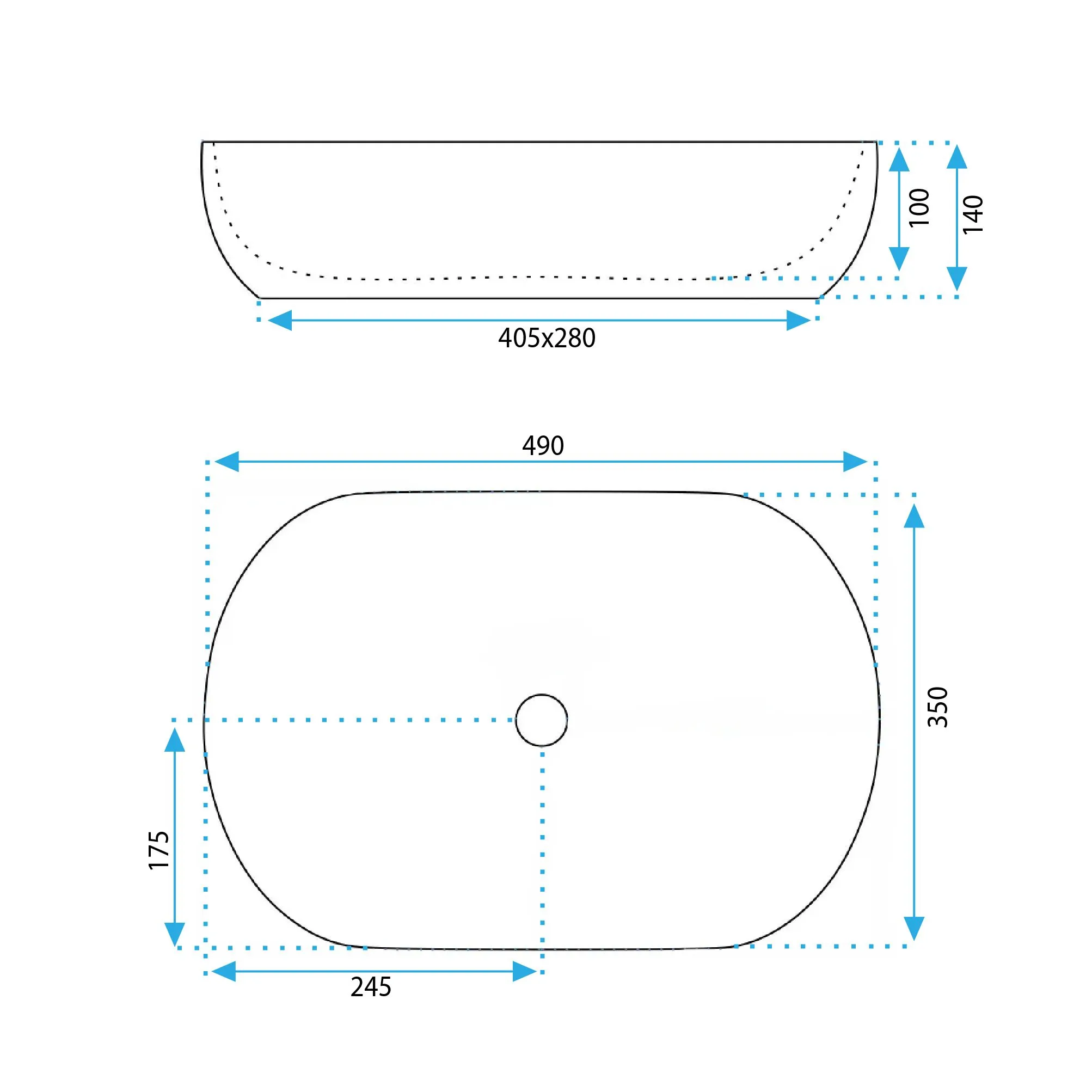 Lavoar pe blat albastru lucios, oval 49 cm, Rea Lisa [5]