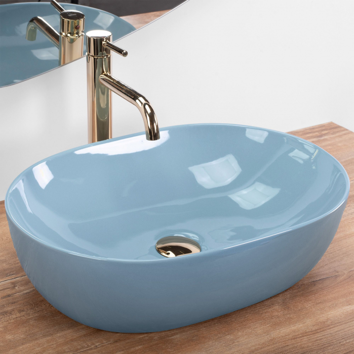 Lavoar pe blat albastru lucios, oval 49 cm, Rea Lisa [3]