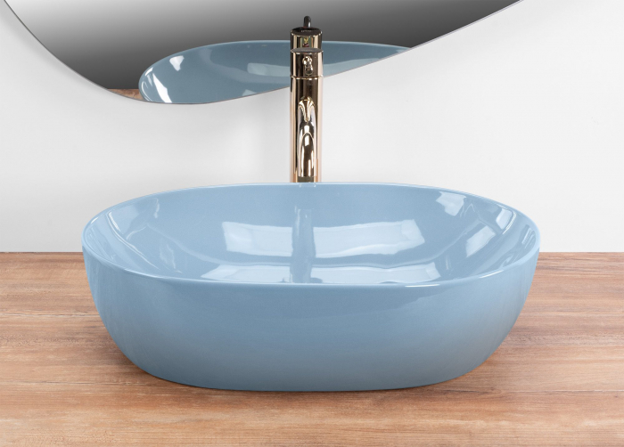 Lavoar pe blat albastru lucios, oval 49 cm, Rea Lisa [4]