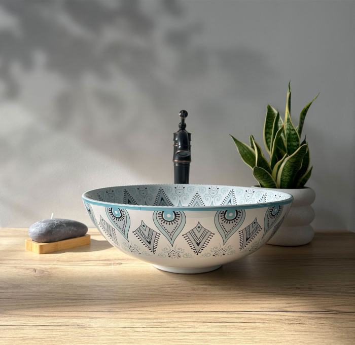 Lavoar pe blat cu model oriental, rotund 40 cm, Rea Mandala [4]