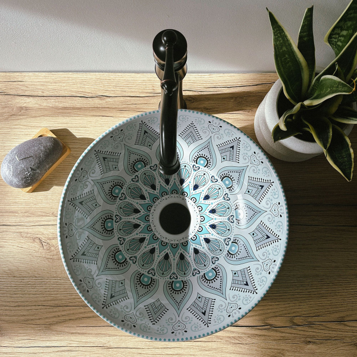 Lavoar pe blat cu model oriental, rotund 40 cm, Rea Mandala [3]