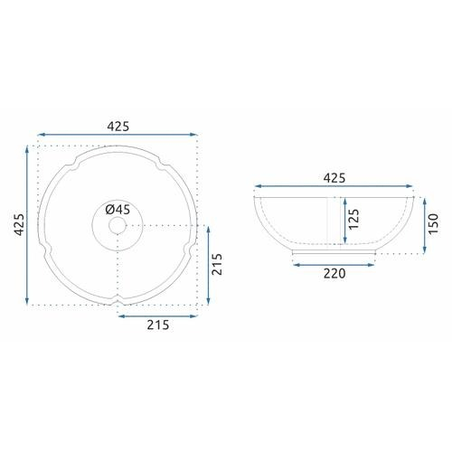 Lavoar pe blat Rea Marina Blue cu decor auriu, ceramică lucioasă, design premium, 42,5 cm [5]