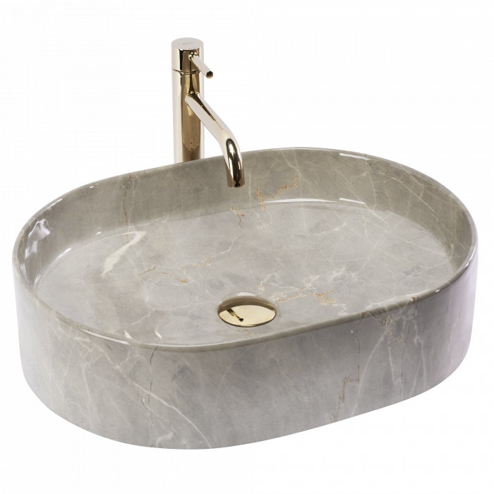 Lavoar pe blat oval, imitatie piatra, 50 cm, Rea Nadia [1]