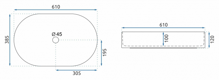 Lavoar pe blat oval REA Nadia 60 cm, ceramică albă, montaj pe blat [8]