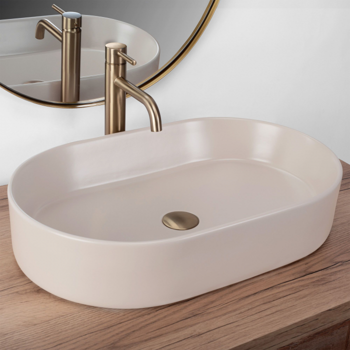 Lavoar pe blat bej mat, oval 60 cm, Rea Nadia [2]