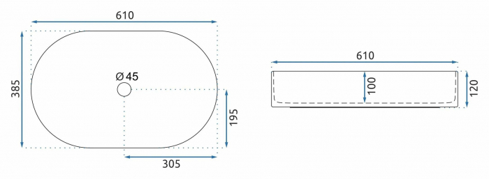 Lavoar pe blat, imitatie piatra, oval 60 cm, Rea Nadia [5]
