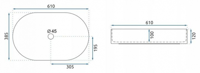 Lavoar pe blat efect marmura, 60 cm, Rea Nadia Sand [6]