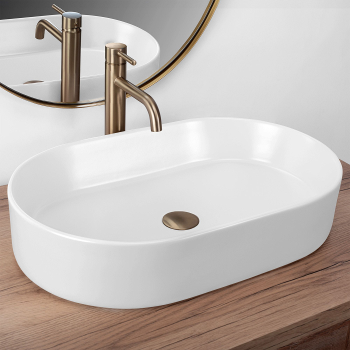 Lavoar baie cu montare pe blat 61 cm, alb mat, oval, Rea Nadia [2]