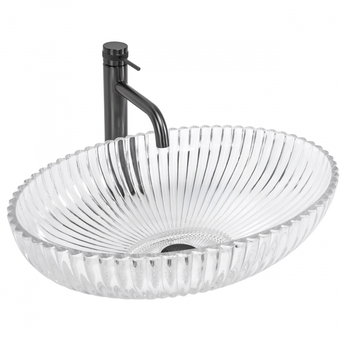 Lavoar pe blat transparent 51 cm, oval, Rea Nicole [9]