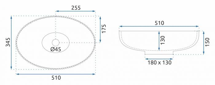 Lavoar pe blat transparent 51 cm, oval, Rea Nicole [10]