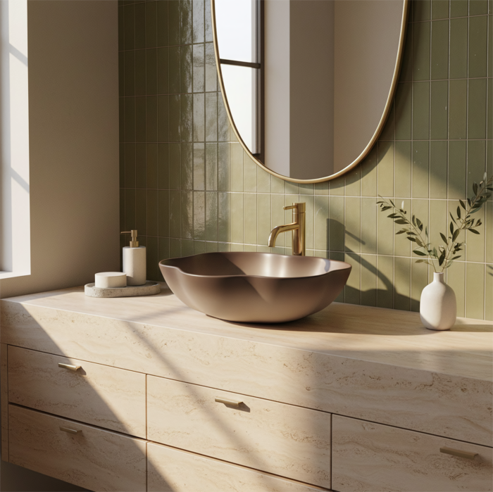 Lavoar baie 50x38 cm, asimetric, maro mat, Rea Pearl Ombre [7]