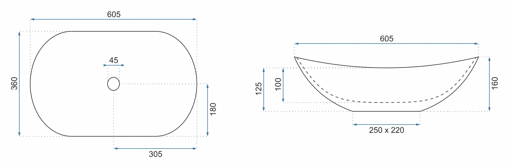 Lavoar oval Rea Royal,  imitație piatră 60,5 x 36 cm [5]