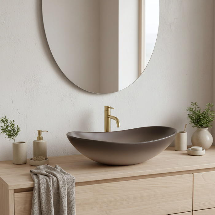 Lavoar baie 62x36 cm, maro mat, oval, Rea Royal Ombre [3]