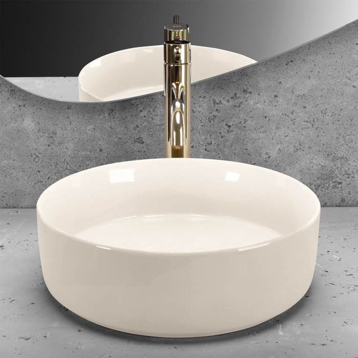 Lavoar pe blat crem lucios, rotund 36 cm, Rea Sami [3]