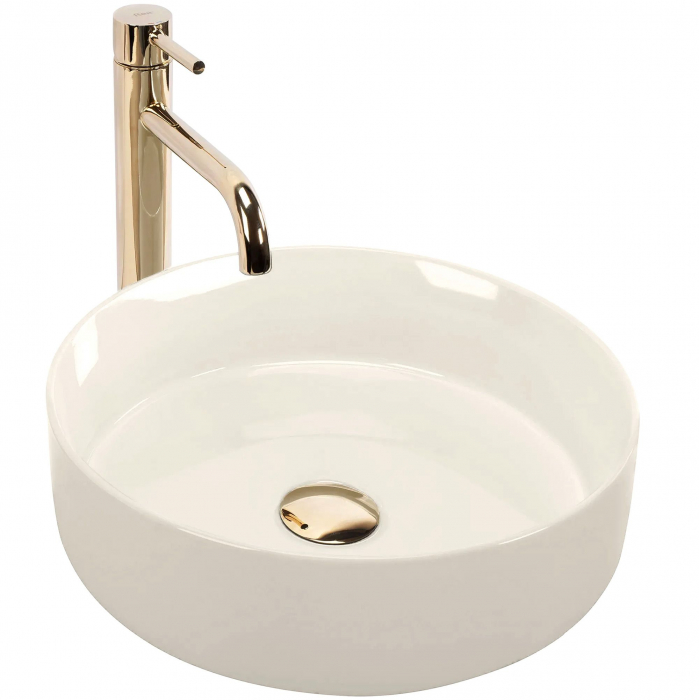Lavoar pe blat crem lucios, rotund 36 cm, Rea Sami [1]