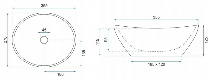 Lavoar pe blat imitatie piatra cu finisaj lucios, oval, Rea Sofia Mini [7]