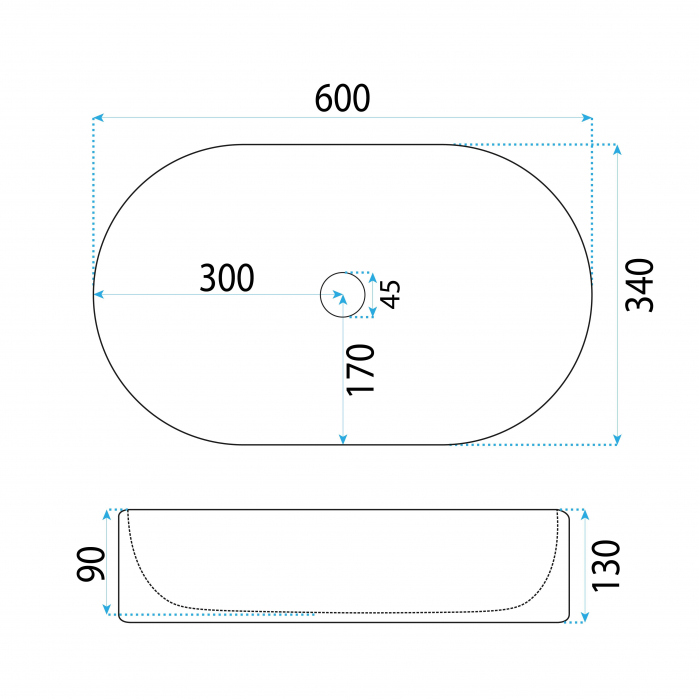 Lavoar pe blat alb lucios, oval, cu riflaje 3D, Rea Vanda [6]