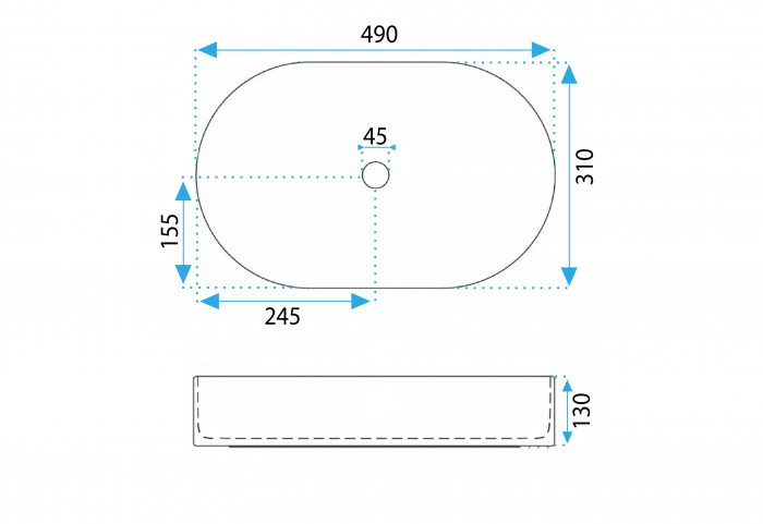 Lavoar pe blat alb lucios, oval 49 cm, cu riflaje 3D, Rea Vanda [5]