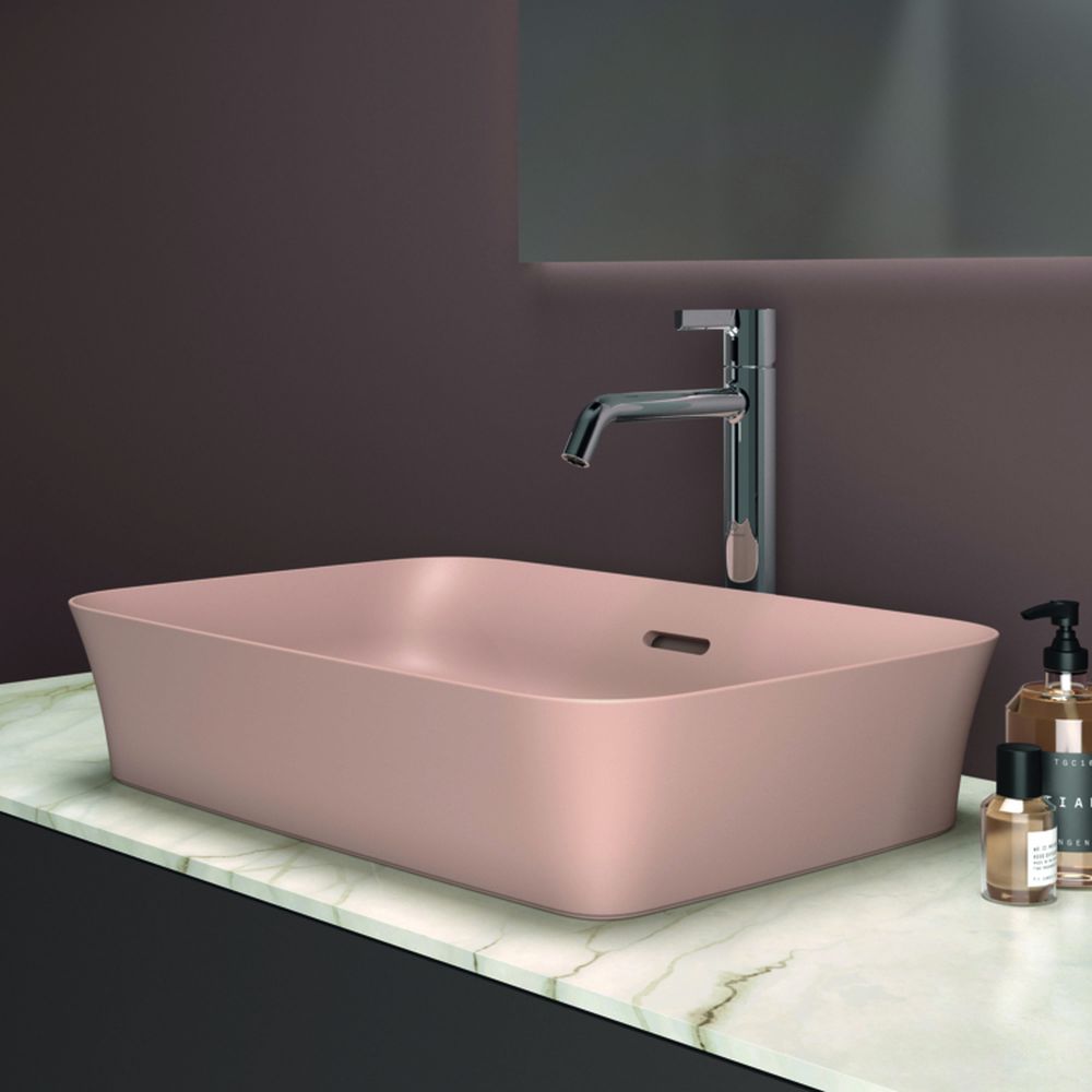 Lavoar pe blat roz lucios 55 cm, dreptunghiular, cu preaplin, Ideal Standard Ipalyss [6]