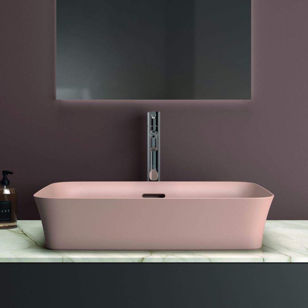 Lavoar pe blat roz lucios 55 cm, dreptunghiular, cu preaplin, Ideal Standard Ipalyss [5]