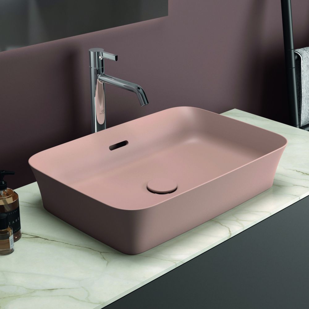 Lavoar pe blat roz lucios 55 cm, dreptunghiular, cu preaplin, Ideal Standard Ipalyss [7]