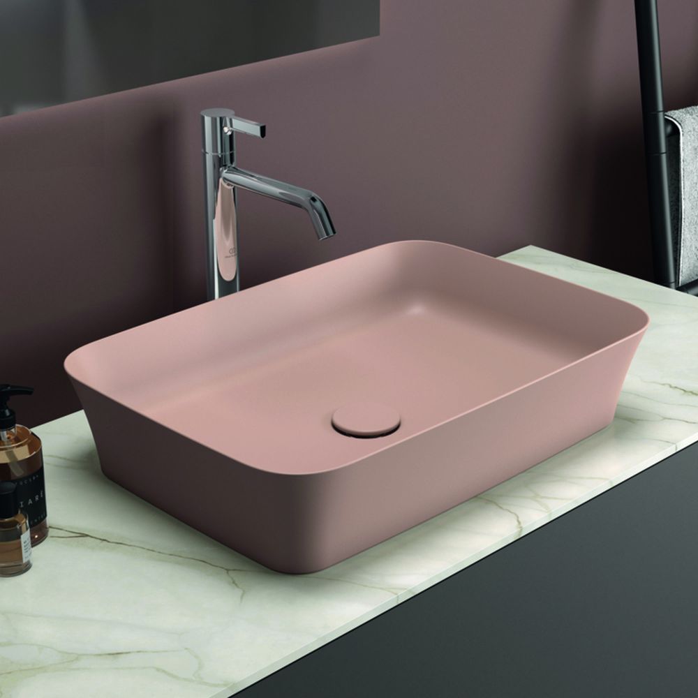 Lavoar pe blat roz lucios 55 cm, dreptunghiular, fara preaplin, Ideal Standard Ipalyss [7]