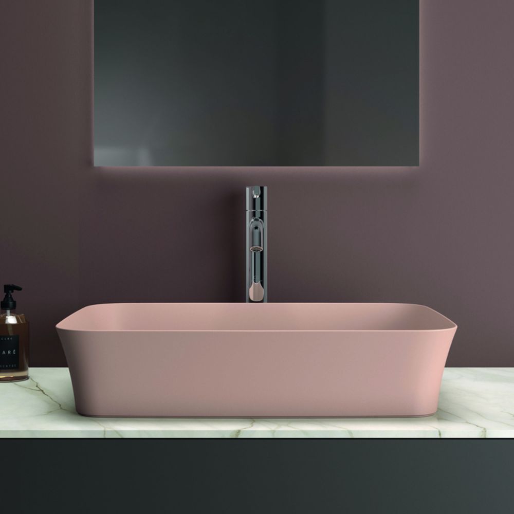 Lavoar pe blat roz lucios 55 cm, dreptunghiular, fara preaplin, Ideal Standard Ipalyss [5]