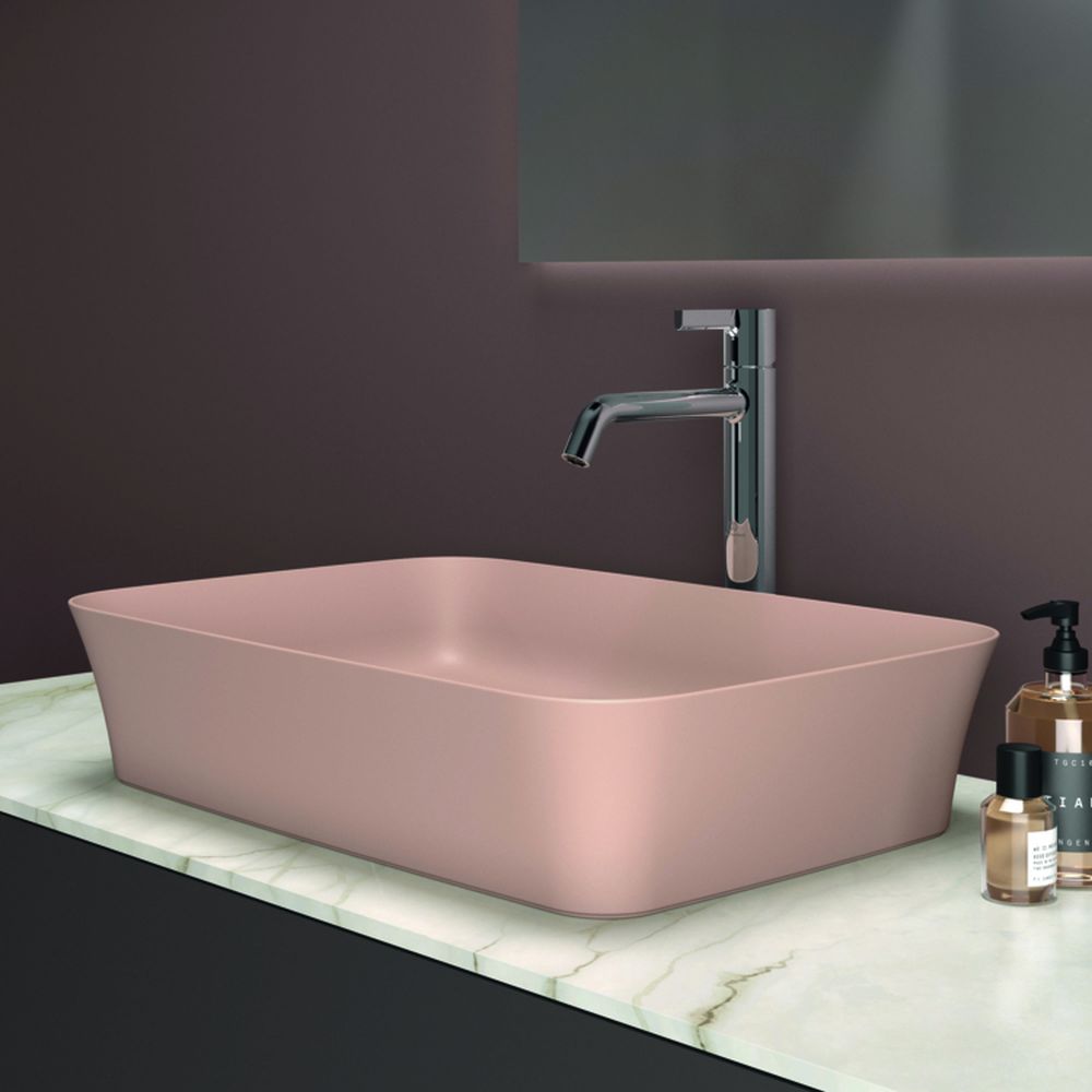 Lavoar pe blat roz lucios 55 cm, dreptunghiular, fara preaplin, Ideal Standard Ipalyss [6]