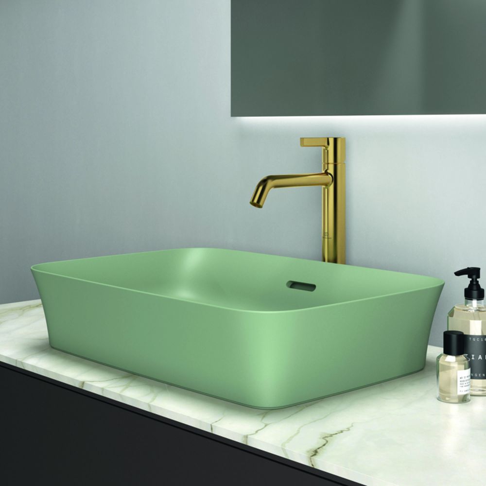 Lavoar pe blat verde lucios 55 cm, dreptunghiular, cu preaplin, Ideal Standard Ipalyss [6]