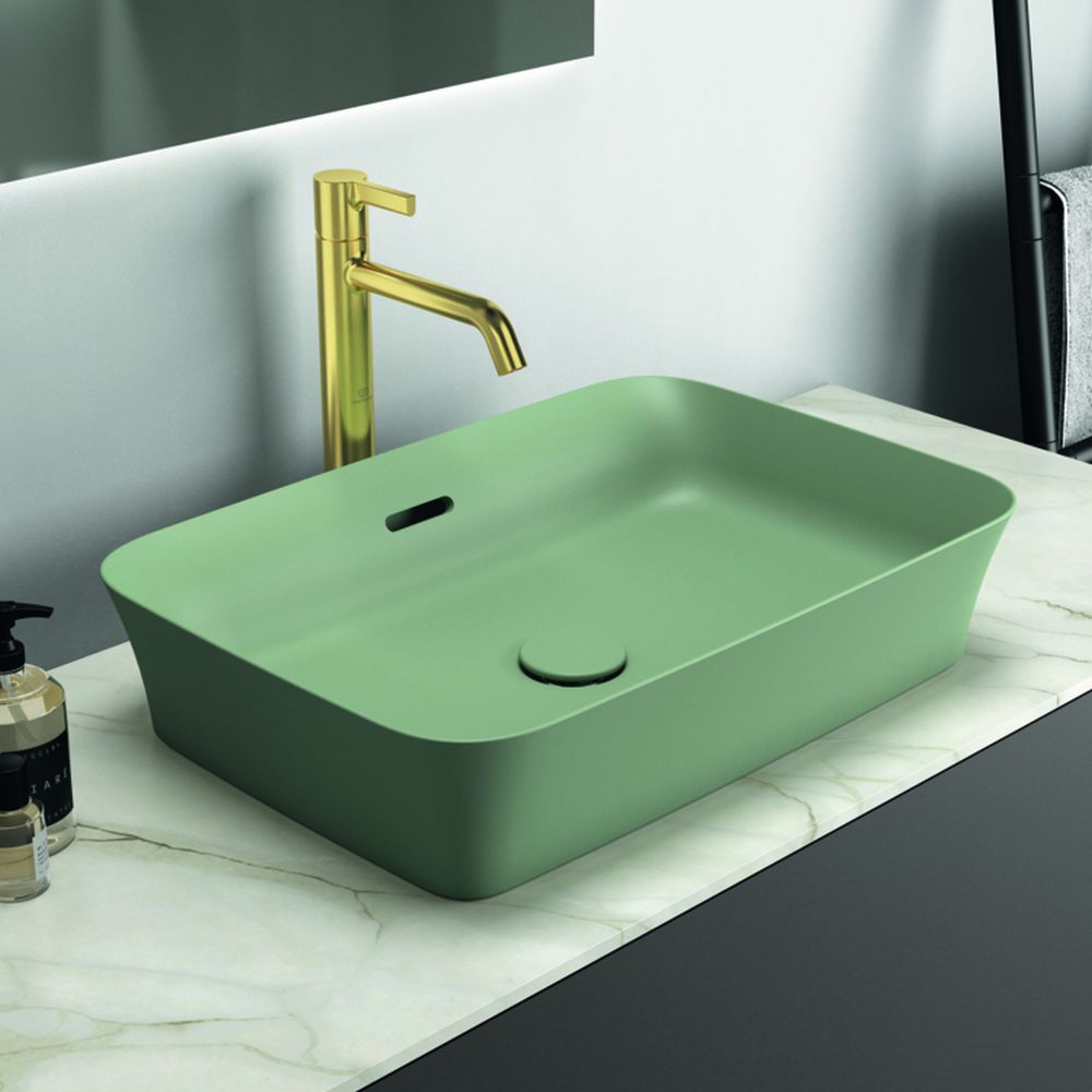 Lavoar pe blat verde lucios 55 cm, dreptunghiular, cu preaplin, Ideal Standard Ipalyss [7]