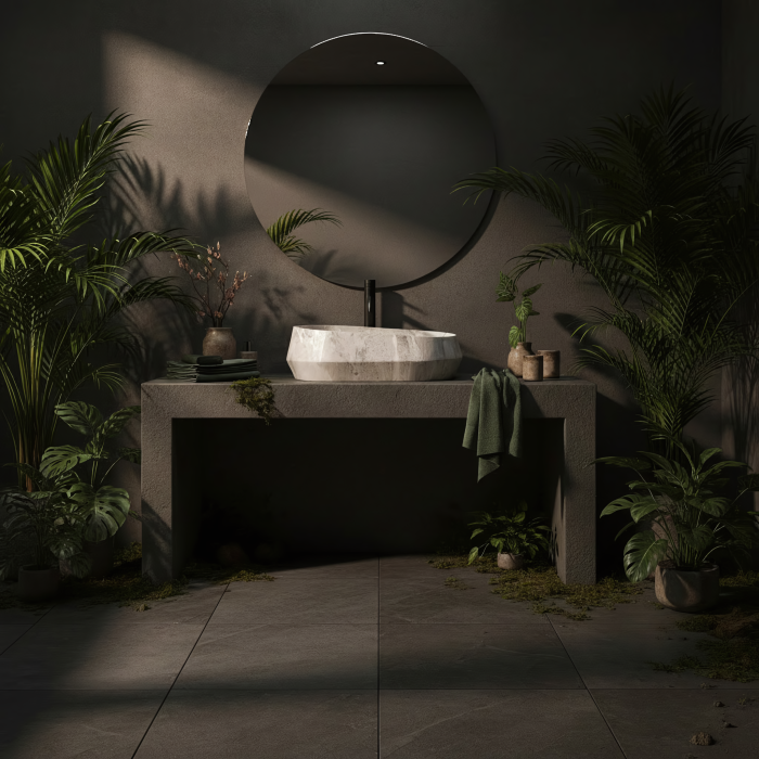 Lavoar baie 59x38 cm, oval, gri imitatie piatra, Rea Zoe [7]