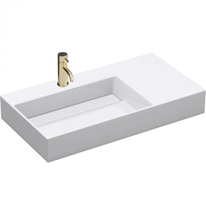 Lavoar alb lucios 75 cm, montare pe blat sau suspendat, dreptunghiular, Rea Archi [1]