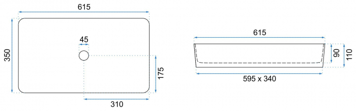 Lavoar dreptunghiular Rea Denis, negru cu aspect de piatră, 61,5 x 35 cm [7]