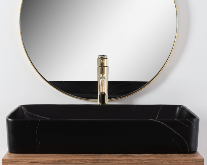 Lavoar dreptunghiular Rea Denis, negru cu aspect de piatră, 61,5 x 35 cm [4]