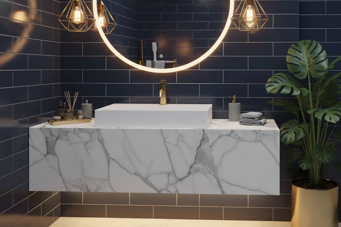 Lavoar cu montare pe blat 70 cm, alb, Rea Goya [7]