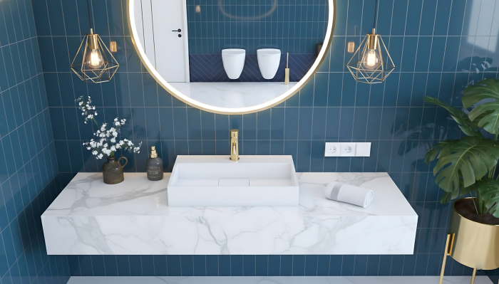 Lavoar cu montare pe blat 70 cm, alb, Rea Goya [2]