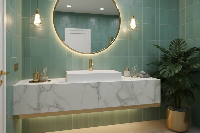 Lavoar cu montare pe blat 70 cm, alb, Rea Goya [3]