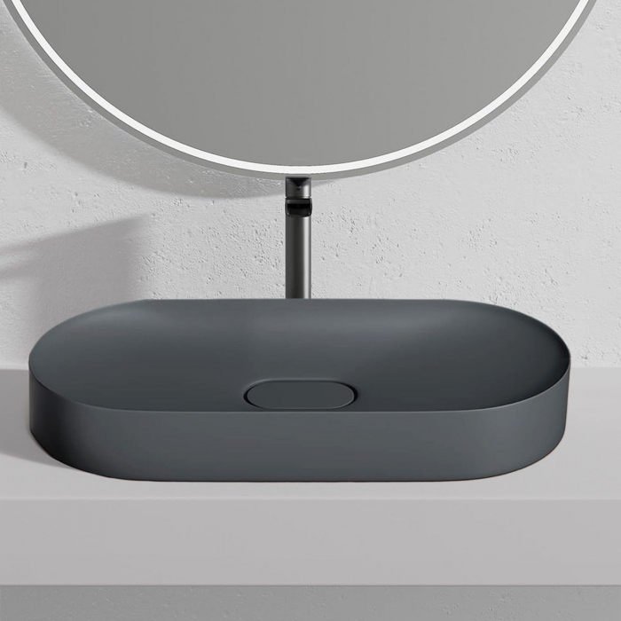 Lavoar pe blat gri mat, oval 71 cm, Rea Iris [1]