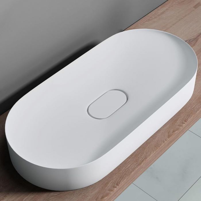 Lavoar din compozit pe blat alb, oval 71 cm, Rea Iris [3]