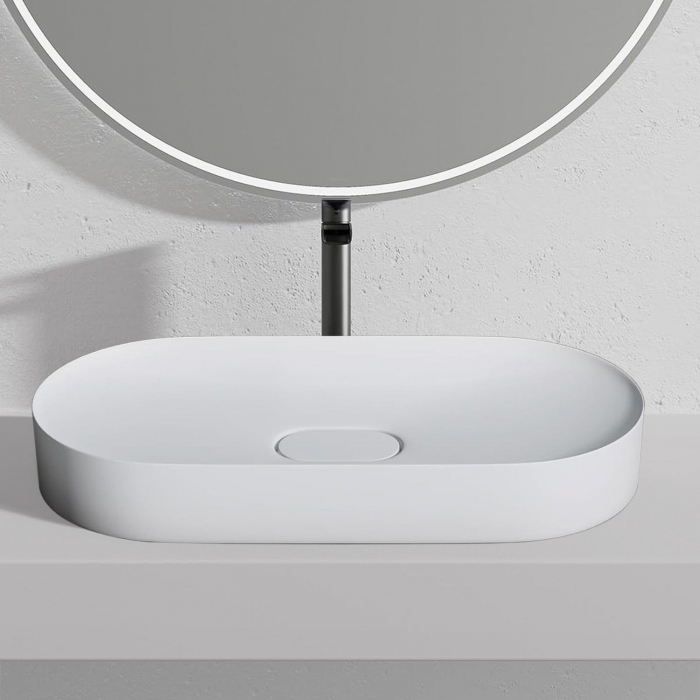 Lavoar din compozit pe blat alb, oval 71 cm, Rea Iris [2]