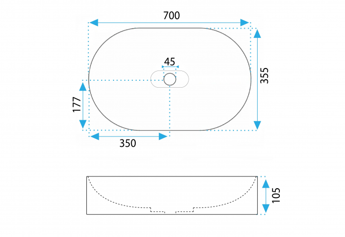 Lavoar din compozit pe blat alb, oval 71 cm, Rea Iris [9]