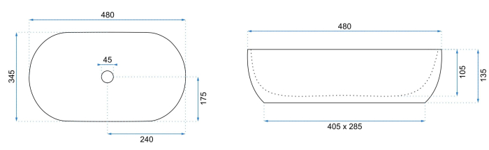 Lavoar cu montare pe blat 48x34 cm, imitatie piatra finisaj lucios, oval, Rea Amelia [6]