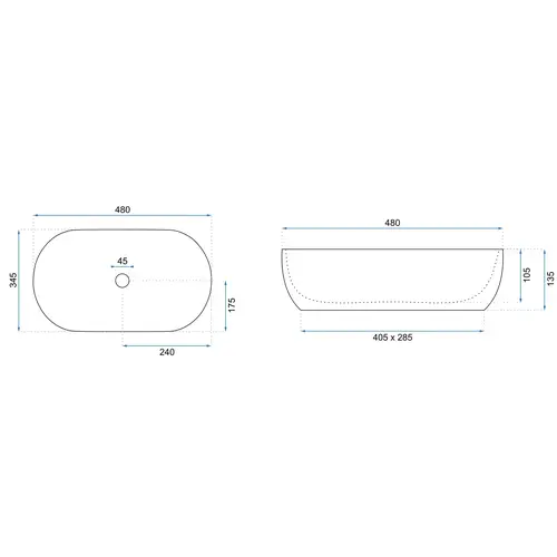 Lavoar oval Rea Amelia, finisaj imitatie piatra mat, 48 x 34.5 cm [7]