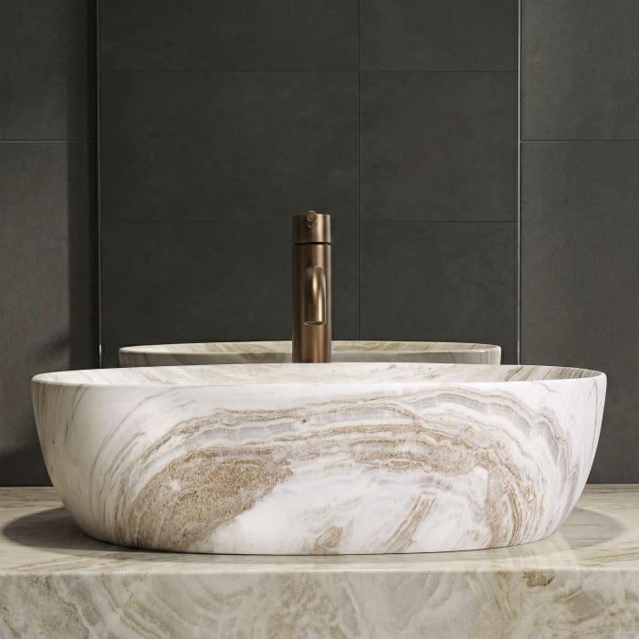 Lavoar oval Rea Amelia, finisaj imitatie piatra mat, 48 x 34.5 cm [3]