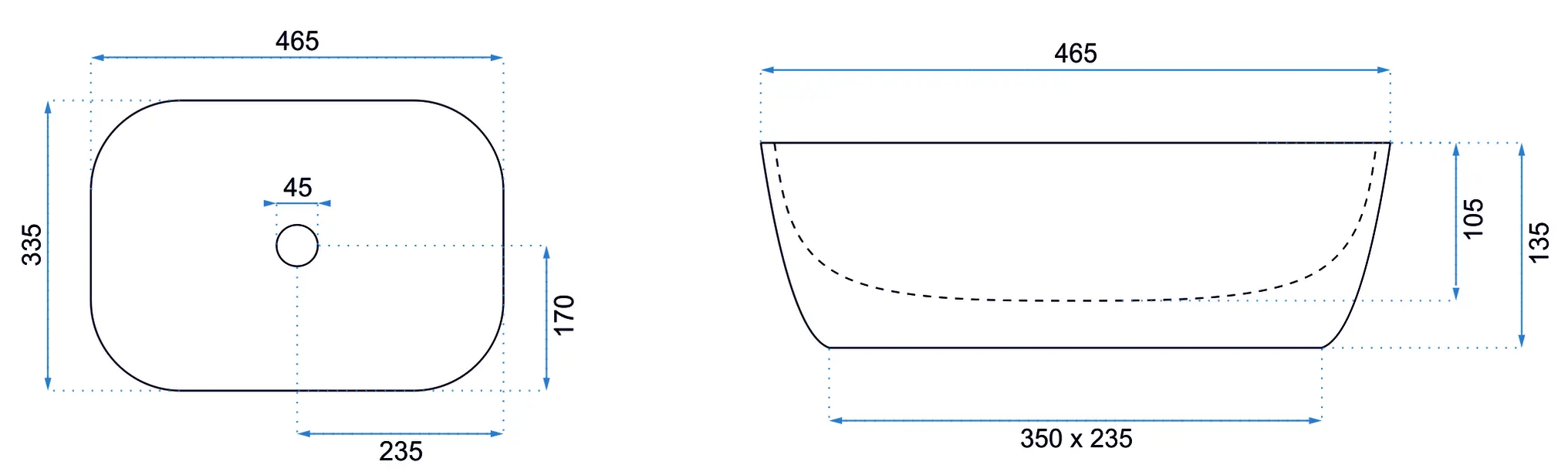 Lavoar dreptunghiular Rea Belinda, ceramică negru mat, 46,5 x 33,5 cm [6]