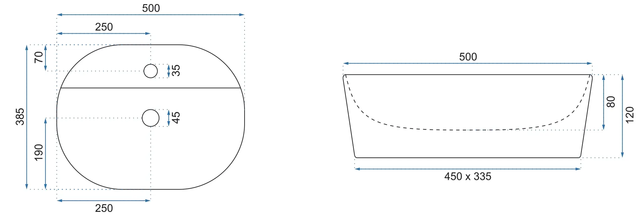 Lavoar oval Rea Carina, alb lucios, 50 x 38,5 cm [5]