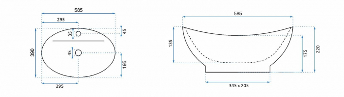 Lavoar pe blat Rea Cindy alb, oval, ceramică lucioasă, 58,5 x 39 cm [6]