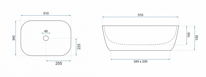 Lavoar dreptunghiular Rea Claudia, ceramică alb lucios, 51 x 34 cm [5]