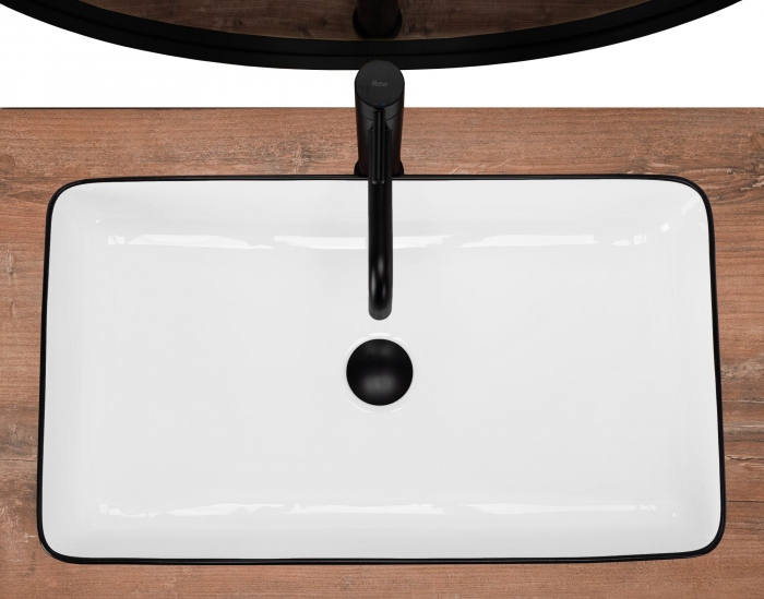 Lavoar dreptunghiular Rea Denis, alb/negru, ceramică sanitară lucioasă, 61,5 x 350 cm [4]
